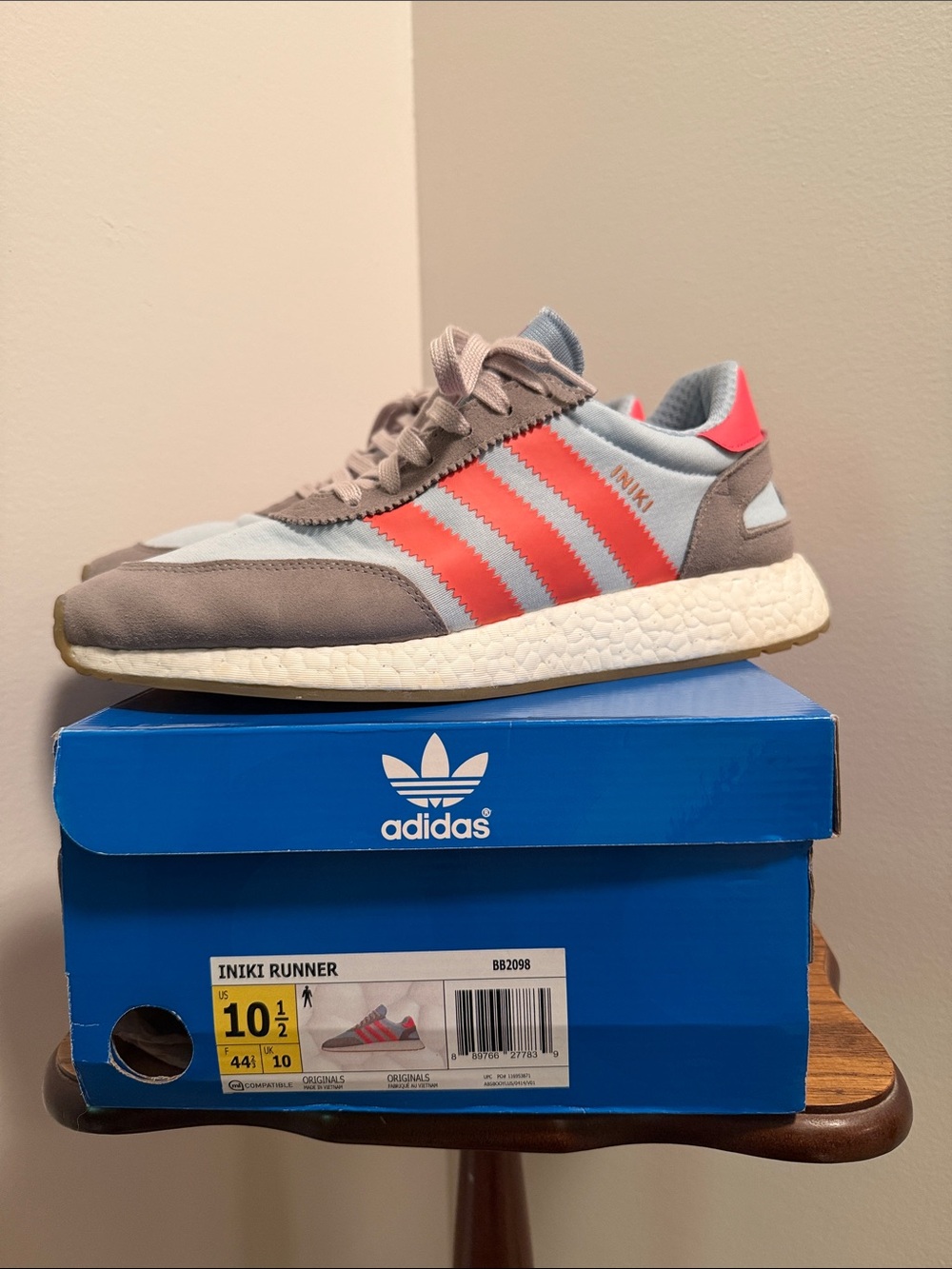 adidas INIKI Runner Sneakers - Light Gray & Coral